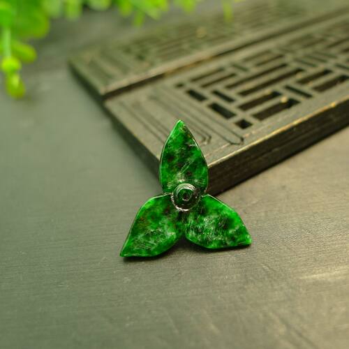 翡翠三叶草小花花朵吊坠花片裸石
