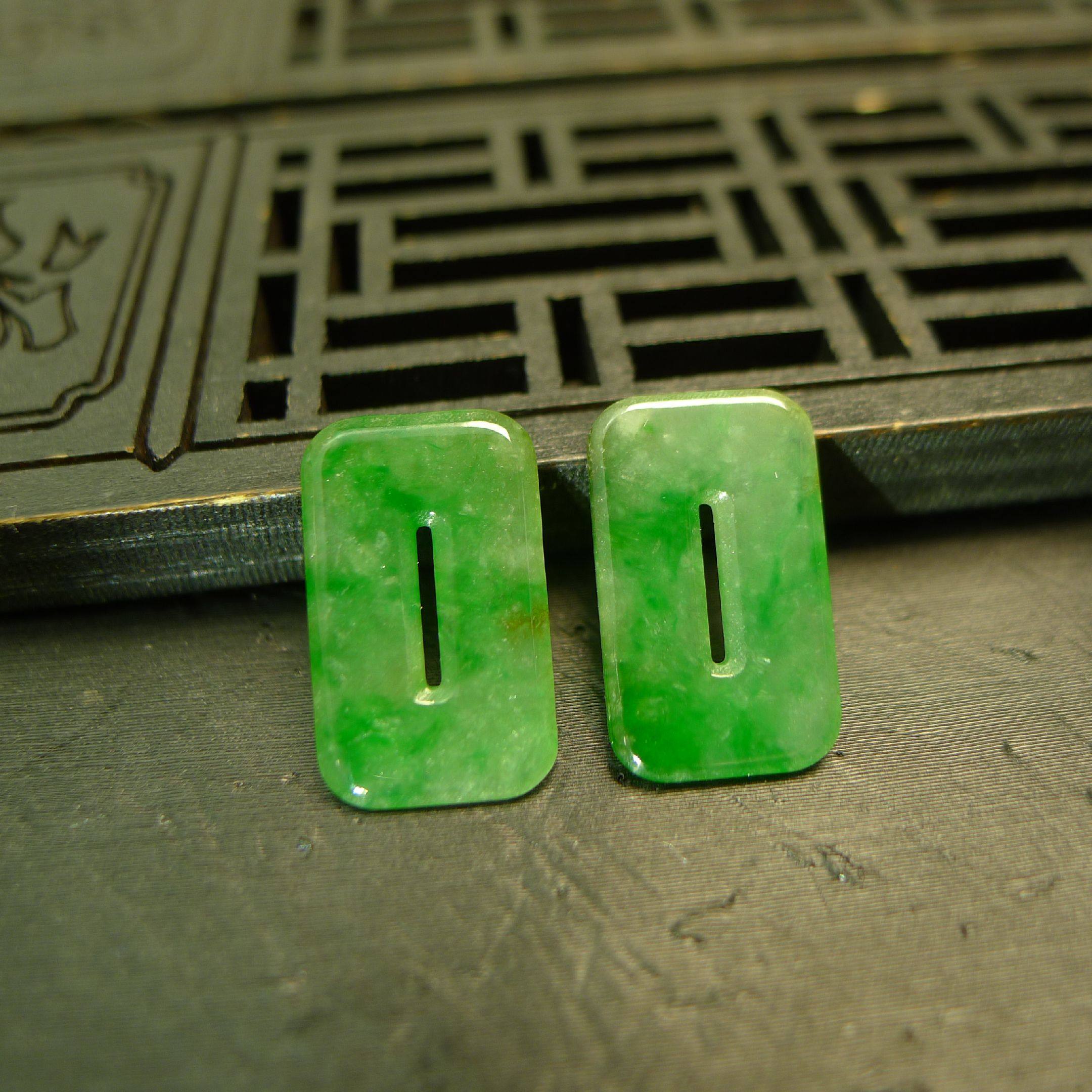 #G679一对冰种辣绿天然A货翡翠方块糖福贝耳坠耳钉花片裸石,珠宝/钻石/翡翠,翡翠裸石/蛋面,淘宝优惠券,粉丝福利购,淘宝优惠卷