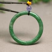 特价 B996糯底满绿天然A货翡翠袈裟环圆环吊坠挂坠