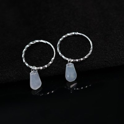 白冰天然A货翡翠福袋耳环