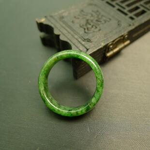特价#E189 23号圈口满绿天然A货老翡翠戒指指环