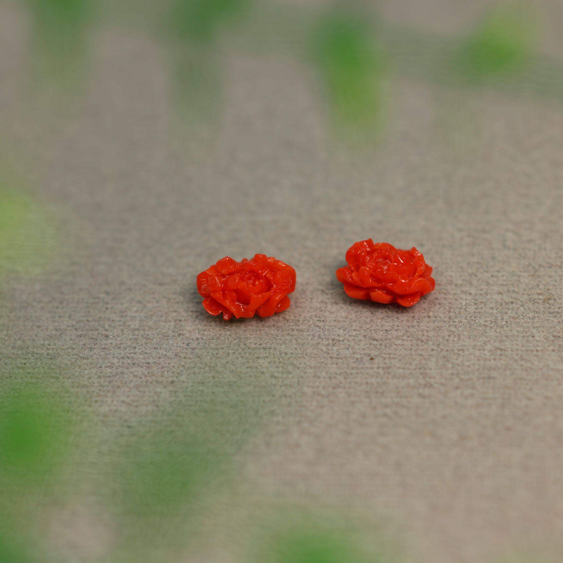 #J485一对深海红天然有机红宝牡丹花  镶嵌耳钉裸石,珠宝/钻石/翡翠,翡翠裸石/蛋面,淘宝优惠券,粉丝福利购,淘宝优惠卷