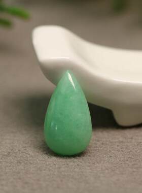 特价#9468绿色糯底天然A货翡翠水滴戒面 镶嵌件
