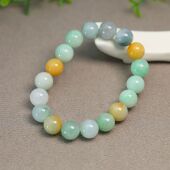 冰糯种多色缅甸天然A货翡翠素面珠子手串女款 J755 手链