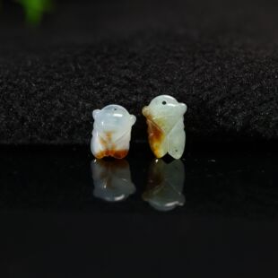 #F749冰种飘黄翡缅甸天然A货翡翠玉蝉一鸣惊人知了小吊坠坠角