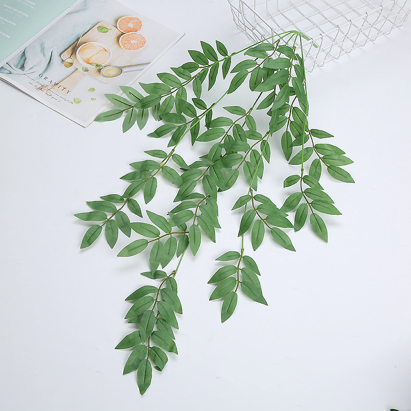 绢布柳叶柳条植物墙插花