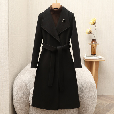 100%双面羊绒大衣女中长款