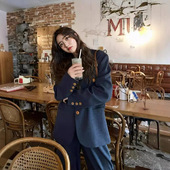 职业通勤西服套装 时尚 老钱风穿搭西装 胖mm大码 阔腿裤 两件套200斤