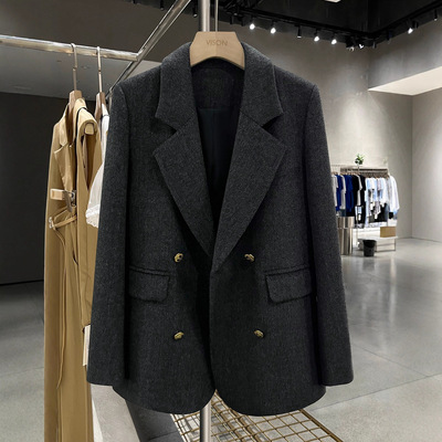 胖mm200斤大码秋冬西装毛呢外套