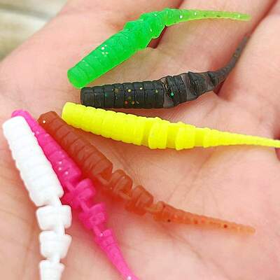 10条1包4cm/0.3gTPE浮水路亚钓饵微物多节针尾小根钓软饵红眼翘嘴