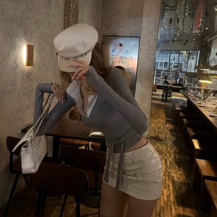 PrettyDragon高级感防走光自带打底裤白色辣妹pu皮裙短裙女半身裙