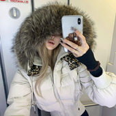 PrettyDragon防水可拆卸多穿高克重90绒仿貉毛领羽绒服外套上衣女