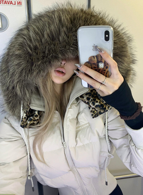 PrettyDragon防水可拆卸多穿高克重90绒仿貉毛领羽绒服外套上衣女