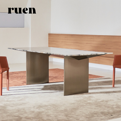 如恩意式轻奢威尼斯棕大理石餐台