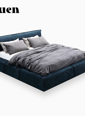 如恩Paris bed巴黎床进口全磨砂皮真皮大平层别墅主卧双人床BD183