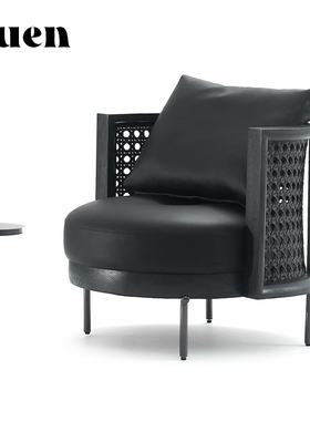 如恩TORII休闲椅高端意式极简风格设计师单人沙发椅黑色单椅CF028