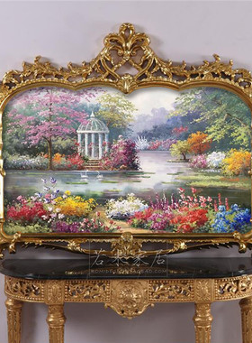 140横板沙发客厅纯手绘油画托马斯紫色风景画别墅奢华美式装饰画