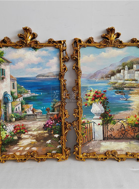 59x99竖版玄关油画托马斯风景紫色花卉走廊挂画纯手工过道楼梯画