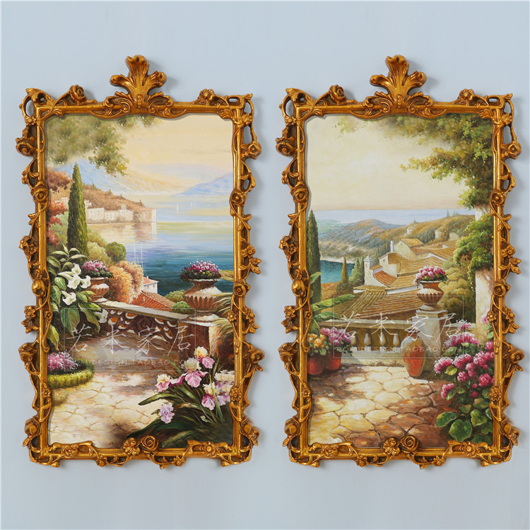 美式地中海风景花卉手绘