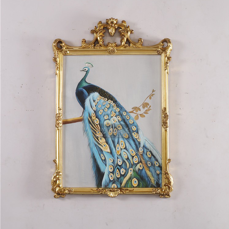 若米蓝色孔雀玄关画壁炉画纯手绘