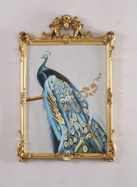 若米蓝色孔雀玄关画壁炉画纯手绘