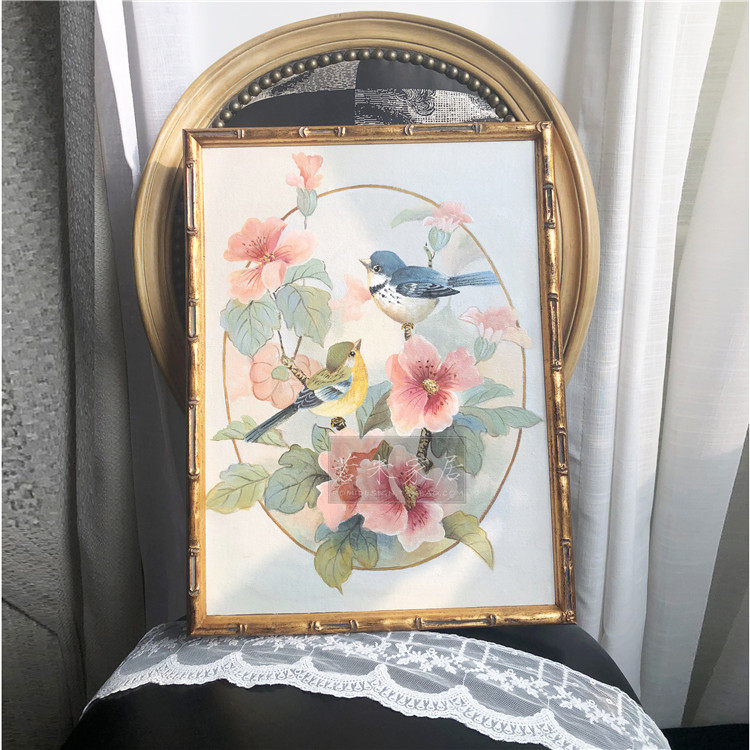 30x40精致小画 走廊挂画卧室挂画手工画纯手绘照片墙粉色花鸟小鸟