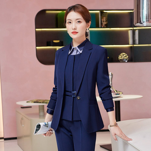 职业装西服长裤长袖一粒扣