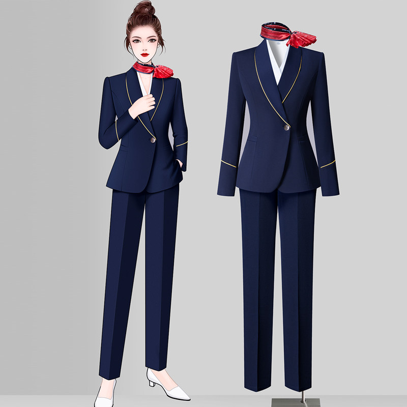 春秋长袖西服职业套装女珠宝店售楼部酒店前台工装物业接待工作服