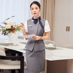 单件/套装酒店前台收银员销售物业女职业马甲餐厅服务员工装制服