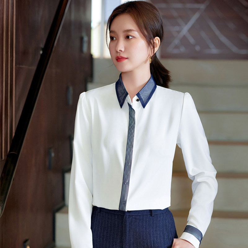 面试经理通勤衬衫女长袖秋冬新款职业修身上衣工作服商务正装