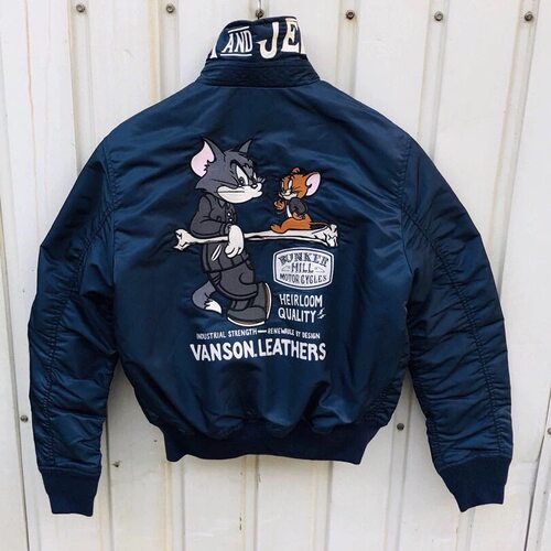 G03猫和老鼠三代Vanson棉服飞行夹克45P刺绣军潮阿美咔叽机车外套
