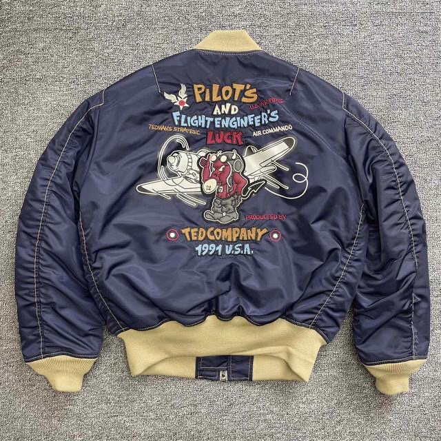 Tedman小恶魔棒球领飞行夹克 2211赤鬼棉服外套MA1重磅刺绣情侣款