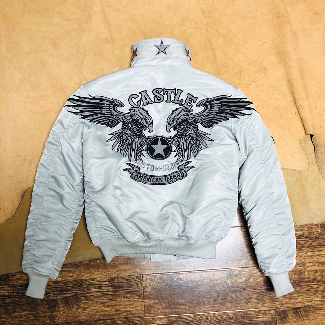 太空灰冷鹰升级45P通勤外套 飞行服夹克棉短款棉衣领子可立可翻