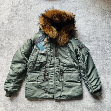 纯原地勤服N3B飞行服棉服 大毛领中长款棉衣羊毛毡厚外套配牛皮