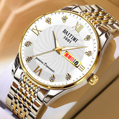 手表时尚 正品 瑞士全自动机芯表防水夜光高档精钢男士 表薄日历手表