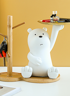 创意放钥匙入户玄关摆件可爱置物架桌面收纳托盘家居客厅装饰品