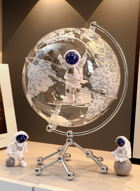轻奢地球仪摆件太空人太空人办公室酒柜装饰品生日礼物高级感小众