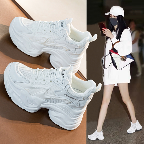 厚底内增高9cm老爹鞋女网面透气