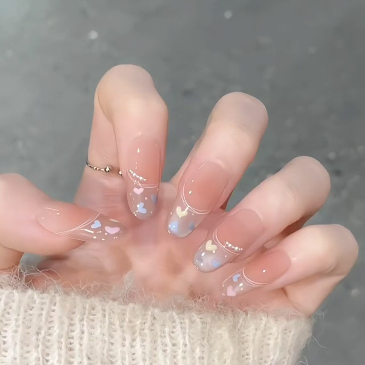 【甜蜜爱心】纯手工光疗美甲贴果冻贴片指甲穿戴甲美白简约重复使