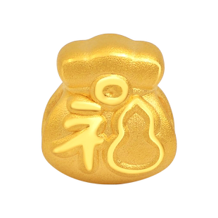 老庙黄金足金3D硬金葫芦福袋挂坠转运珠金福吊坠本命年送礼物官方