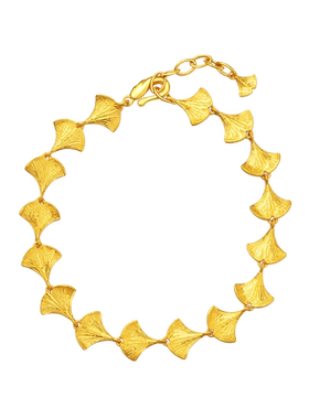 黄金足金999银杏叶手链金叶子