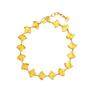 老庙黄金足金999银杏叶手链三生有幸手链饰婚嫁三金结婚礼物正品