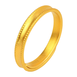 老庙黄金古韵优品简约古法金可调节戒指女款百搭送礼情侣礼物官方