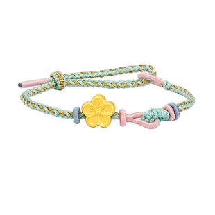 老庙黄金足金灼灼桃花手绳3D硬金甜蜜人缘古典繁花似锦送礼物