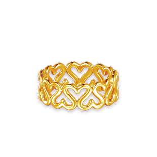 老庙有鹊黄金足金心囍爱心戒指5D心动三部曲三金婚戒情侣