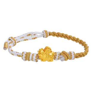 老庙黄金足金潮玩瑞兽系列貔貅可转手绳手链5D如意招财进宝