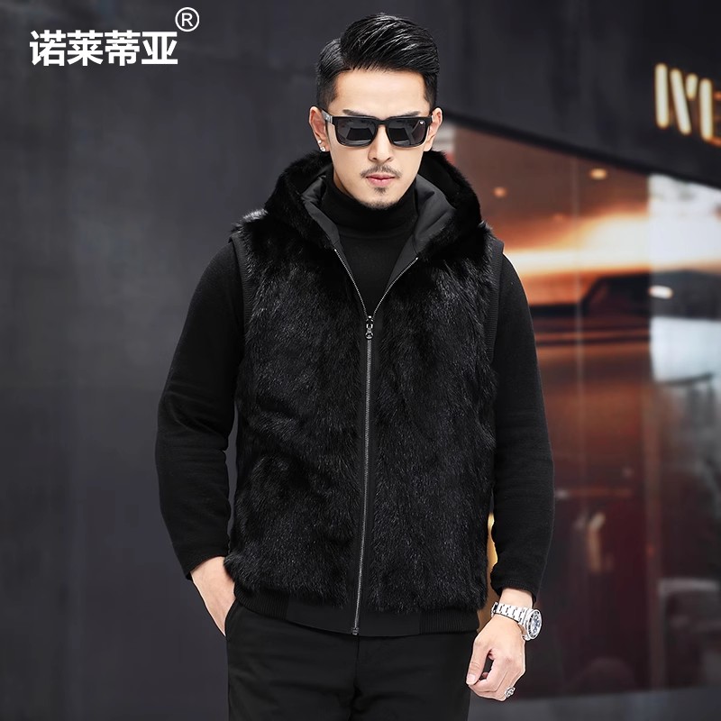 貂皮马甲男2026新款冬季海宁保暖轻奢皮水貂毛短款双面穿时尚
