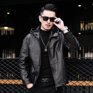 连帽皮衣外套男头层牛皮真皮秋冬季 百搭可拆卸潮休闲高端 2026新款