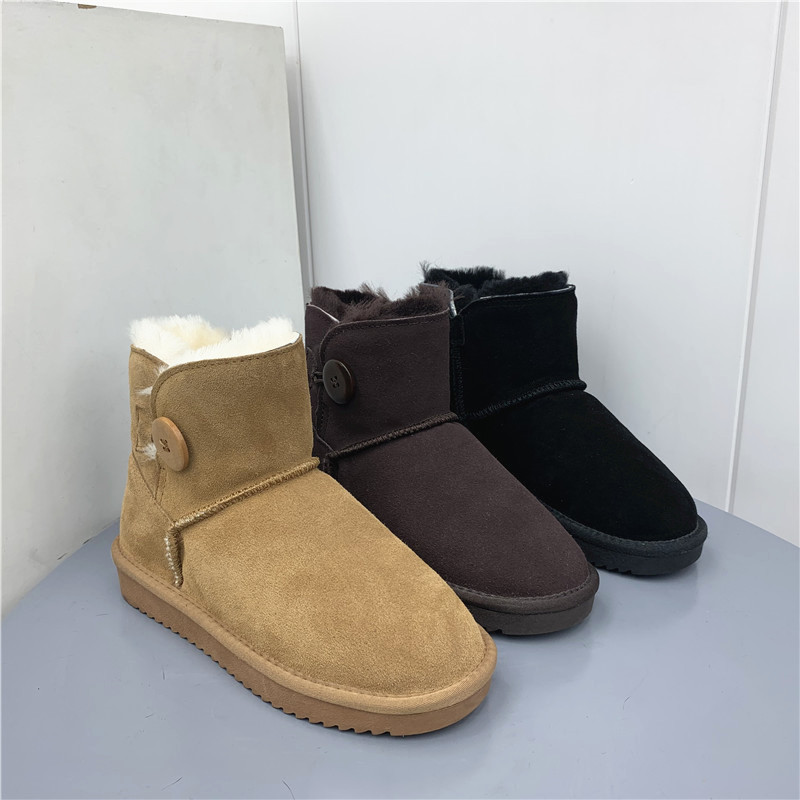 网红羊皮毛一体全牛皮磨砂雪地靴