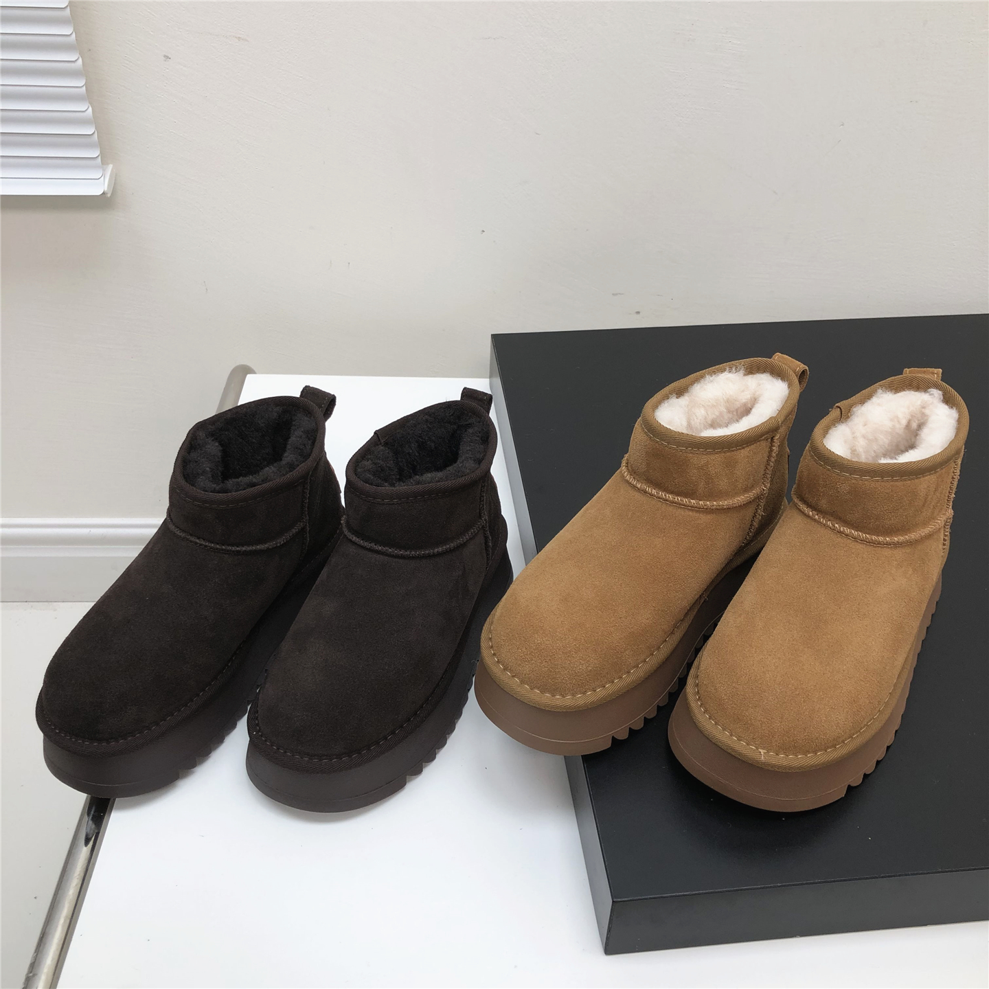 短靴松糕底加绒雪地靴女